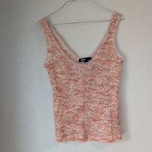 Sportsgirl Pink Floral Beaded Lace Camisole S Mermaid Fairy Twee Whimsy Shimmery